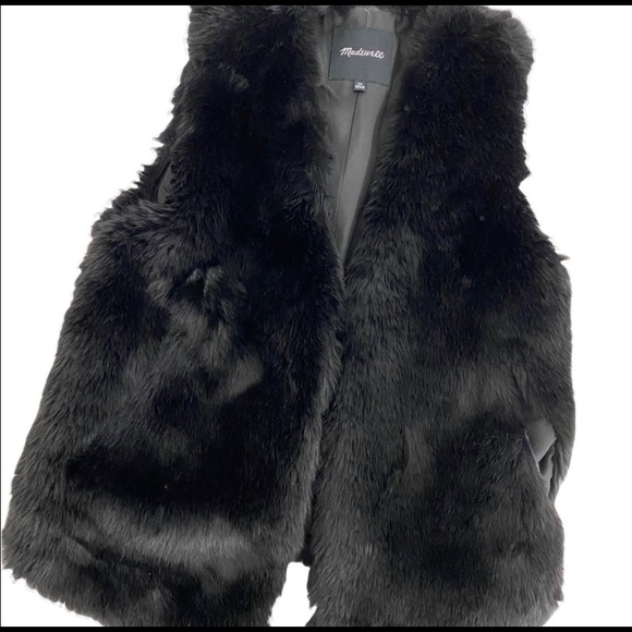 Madewell Black Faux Fur Vest Size XS - Picture 3 of 10